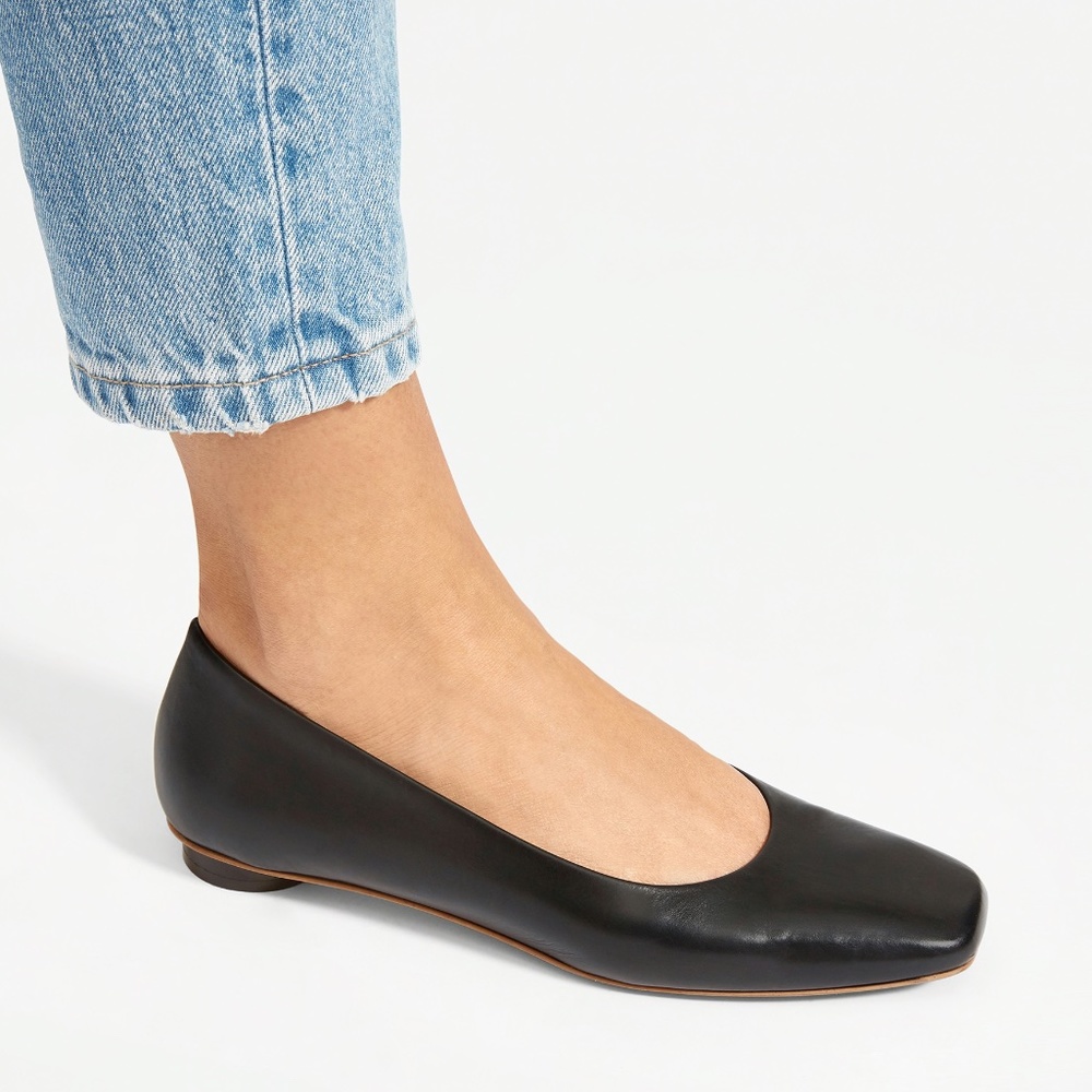 Everlane Square Toe '90s Flat, Black Size 10
